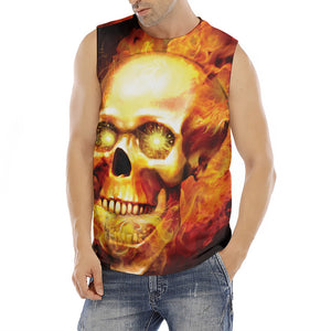 Burning Evil Skull Print Men's Fitness Tank Top