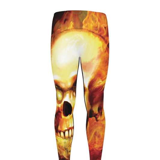 Burning Evil Skull Print Men's leggings