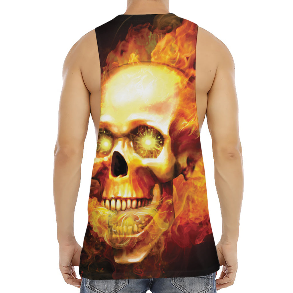 Burning Evil Skull Print Men's Muscle Tank Top