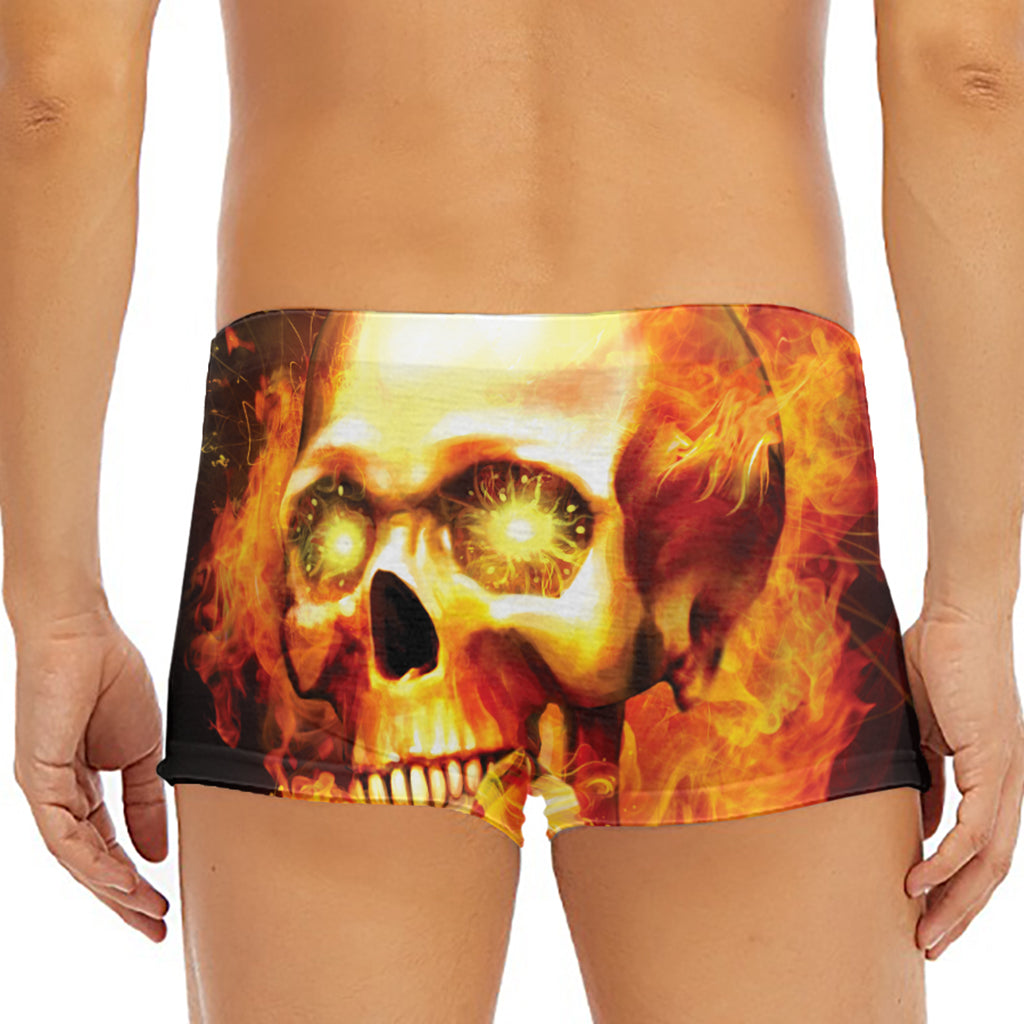 Burning Evil Skull Print Men's Short Boxer Briefs