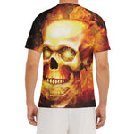 Burning Evil Skull Print Men's Short Sleeve Rash Guard