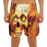 Burning Evil Skull Print Men's Split Running Shorts