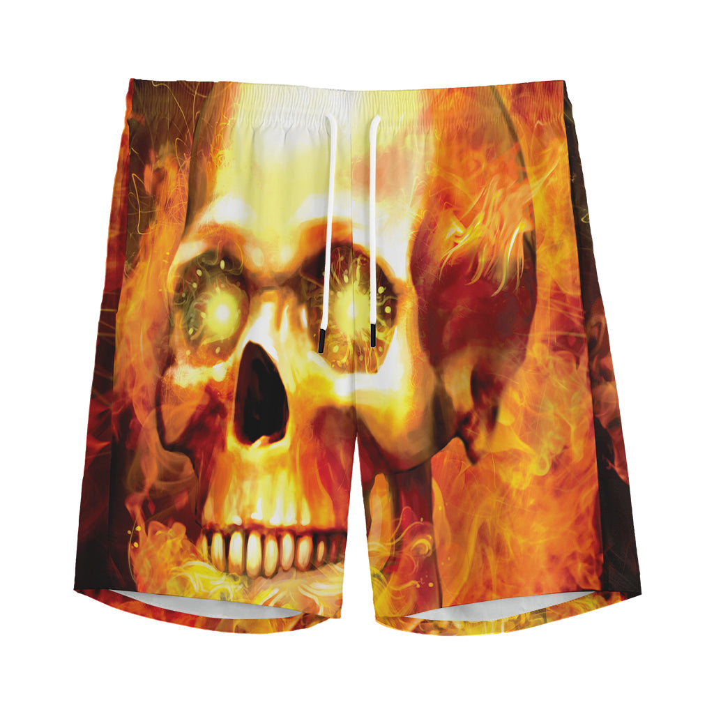 Burning Evil Skull Print Men's Sports Shorts