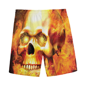 Burning Evil Skull Print Men's Sports Shorts