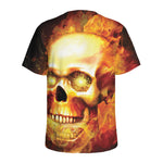 Burning Evil Skull Print Men's Sports T-Shirt