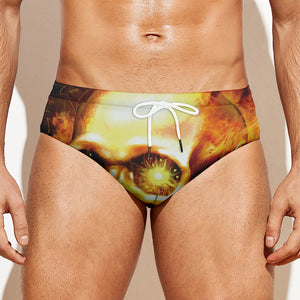 Burning Evil Skull Print Men's Swim Briefs