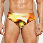 Burning Evil Skull Print Men's Swim Briefs