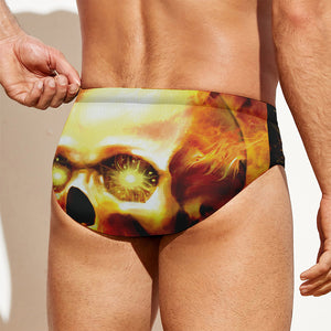 Burning Evil Skull Print Men's Swim Briefs