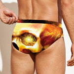 Burning Evil Skull Print Men's Swim Briefs