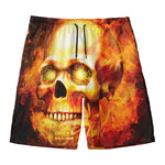 Burning Evil Skull Print Men's Swim Trunks