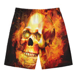 Burning Evil Skull Print Men's Swim Trunks