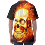 Burning Evil Skull Print Men's Velvet T-Shirt