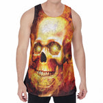 Burning Evil Skull Print Men's Velvet Tank Top