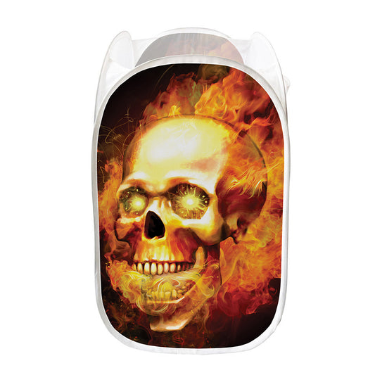 Burning Evil Skull Print Mesh Laundry Hamper