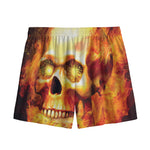 Burning Evil Skull Print Mesh Shorts