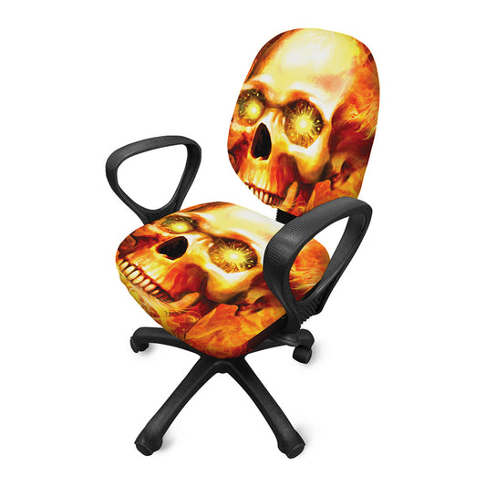 Burning Evil Skull Print Office Chair Cover