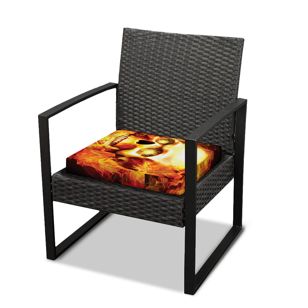 Burning Evil Skull Print Outdoor Seat Cushion Cover