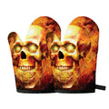 Burning Evil Skull Print Oven Mitts