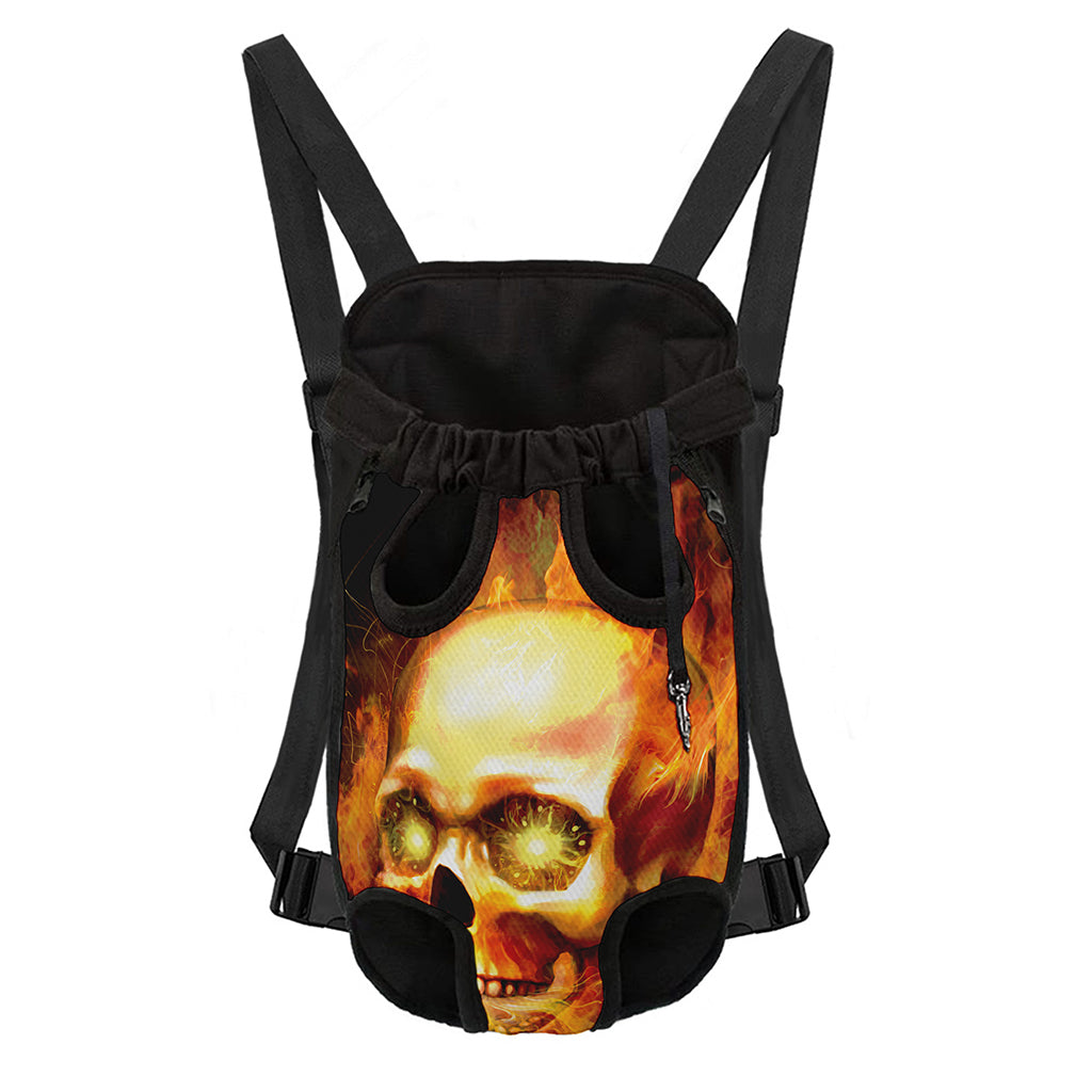 Burning Evil Skull Print Pet Carrier Backpack