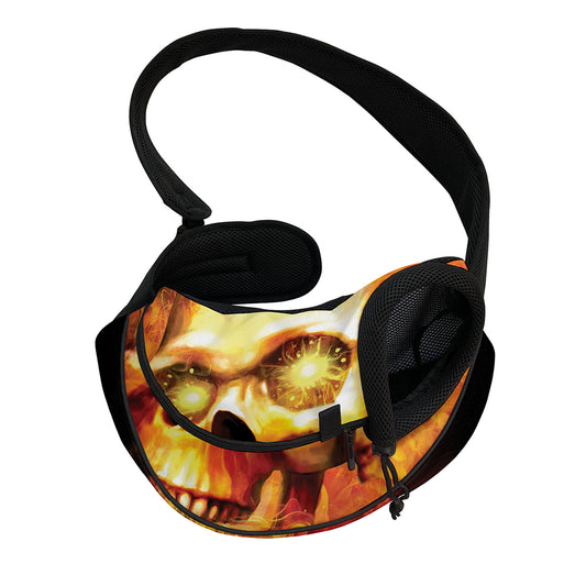 Burning Evil Skull Print Pet Sling Carrier