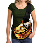 Burning Evil Skull Print Pet Sling Carrier