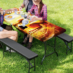 Burning Evil Skull Print Picnic Table Cover