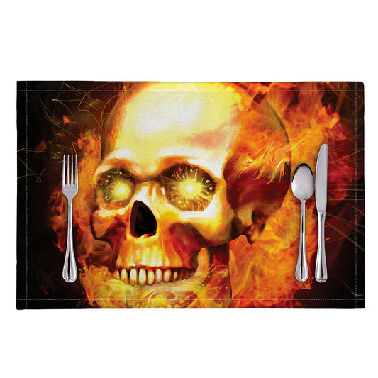 Burning Evil Skull Print Placemat
