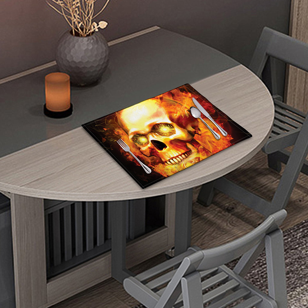 Burning Evil Skull Print Placemat