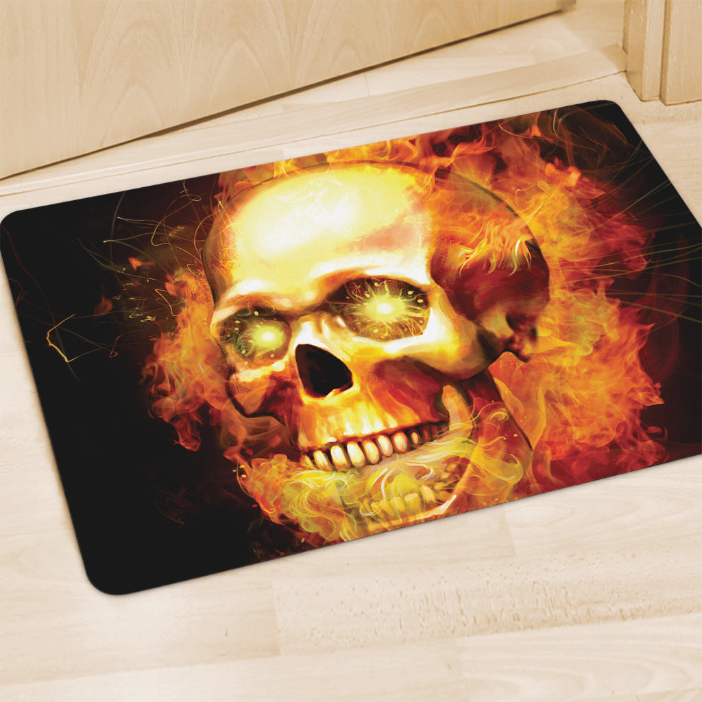 Burning Evil Skull Print Polyester Doormat