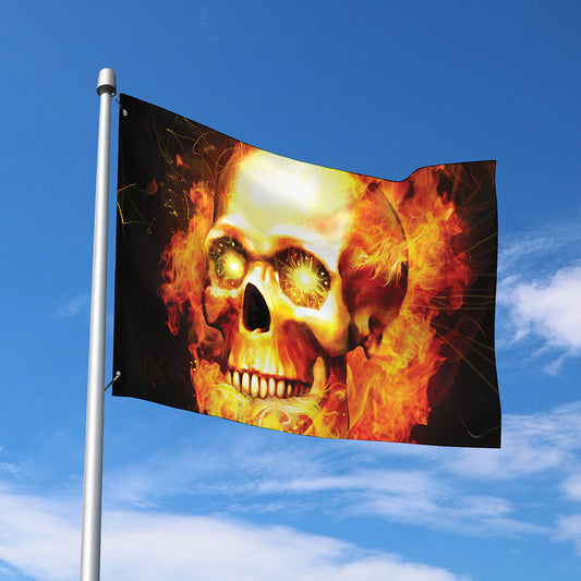Burning Evil Skull Print Polyester Flag