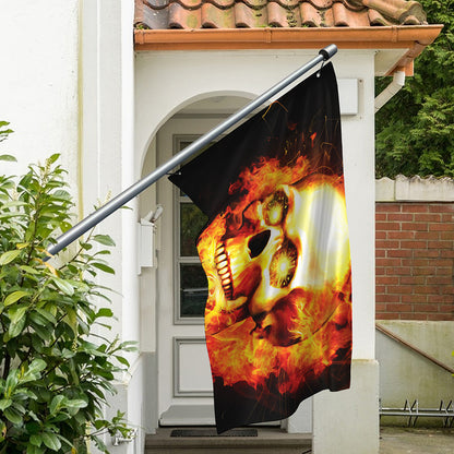 Burning Evil Skull Print Polyester Flag