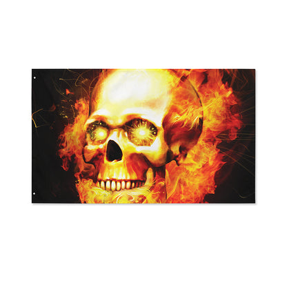 Burning Evil Skull Print Polyester Flag