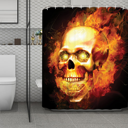 Burning Evil Skull Print Polyester Shower Curtain