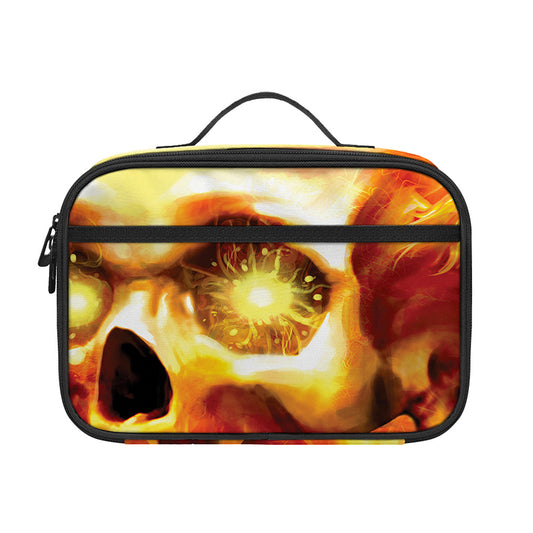Burning Evil Skull Print Portable Lunch Bag