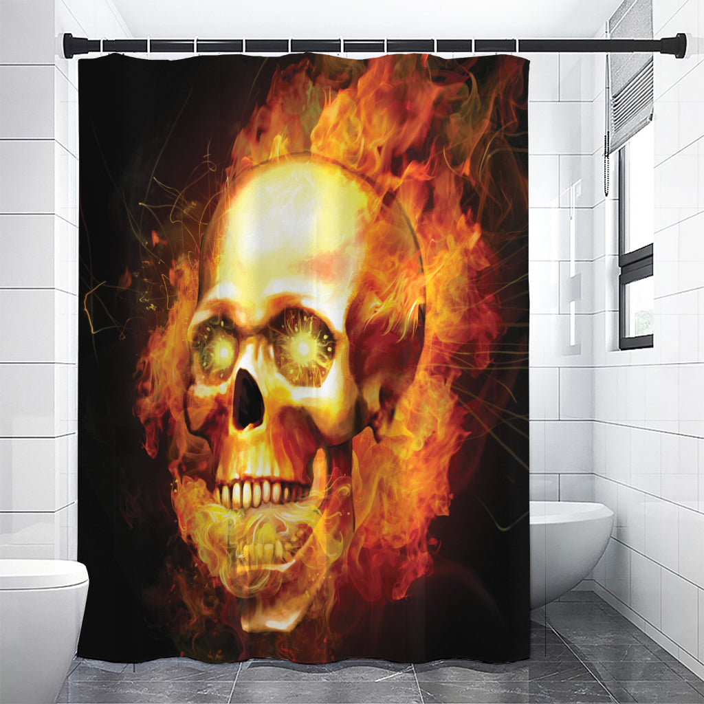 Burning Evil Skull Print Premium Shower Curtain