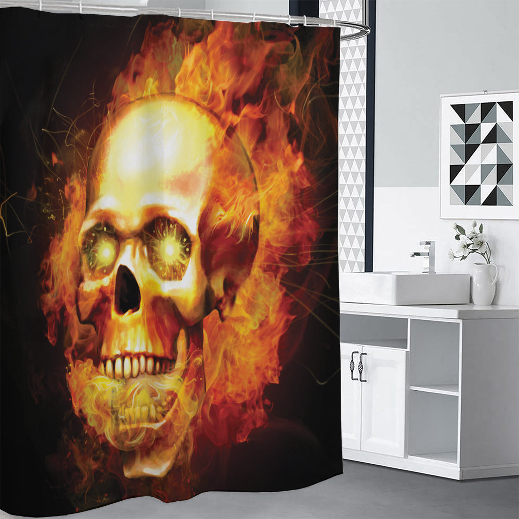 Burning Evil Skull Print Premium Shower Curtain