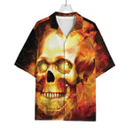 Burning Evil Skull Print Rayon Hawaiian Shirt