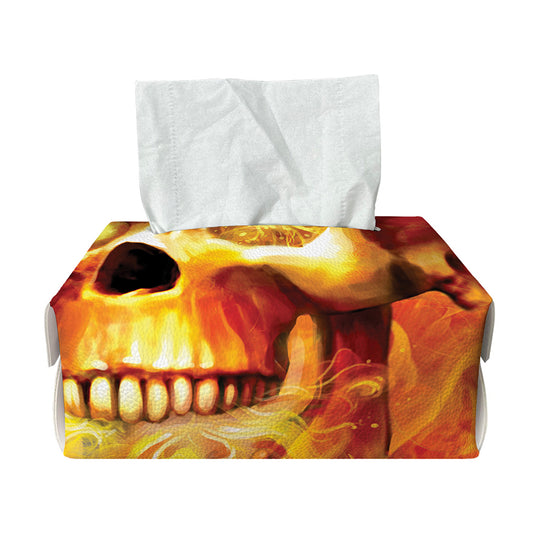 Burning Evil Skull Print Rectangle Tissue Box Cover