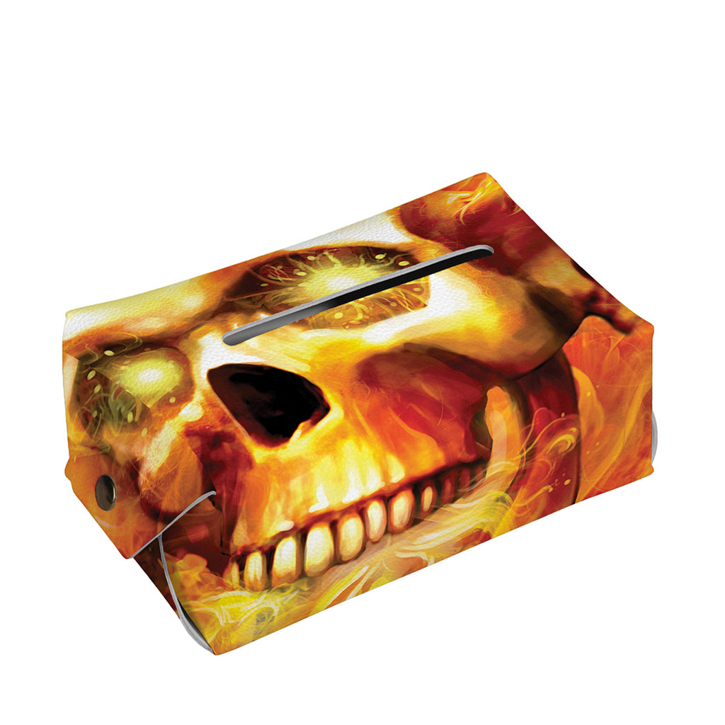 Burning Evil Skull Print Rectangle Tissue Box Cover