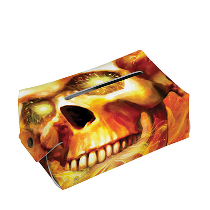 Burning Evil Skull Print Rectangle Tissue Box Cover