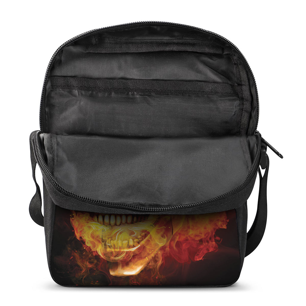 Burning Evil Skull Print Rectangular Crossbody Bag