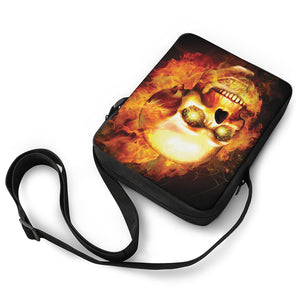 Burning Evil Skull Print Rectangular Crossbody Bag