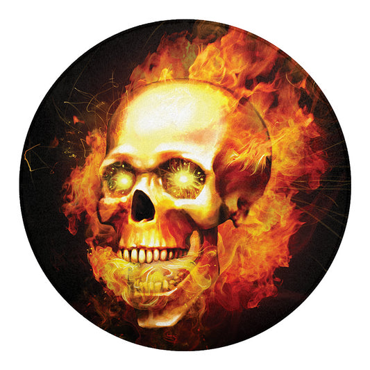 Burning Evil Skull Print Round Blanket