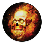 Burning Evil Skull Print Round Floor Mat