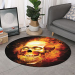 Burning Evil Skull Print Round Rug