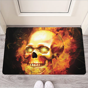 Burning Evil Skull Print Rubber Doormat