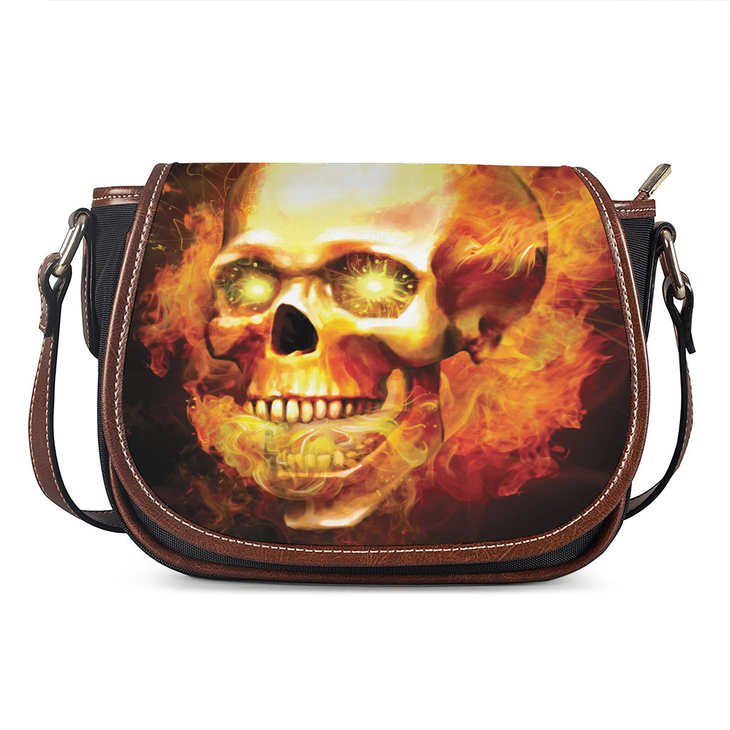 Burning Evil Skull Print Saddle Bag