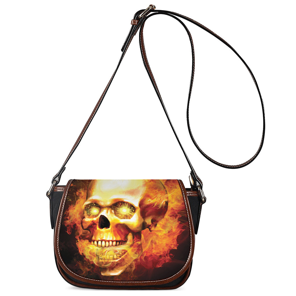 Burning Evil Skull Print Saddle Bag