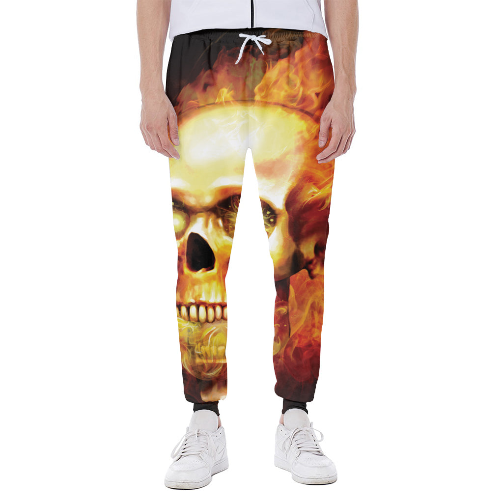 Burning Evil Skull Print Scuba Joggers