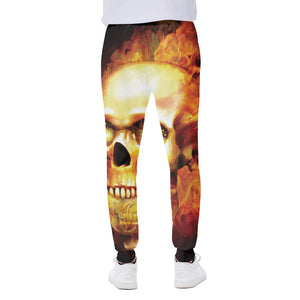 Burning Evil Skull Print Scuba Joggers